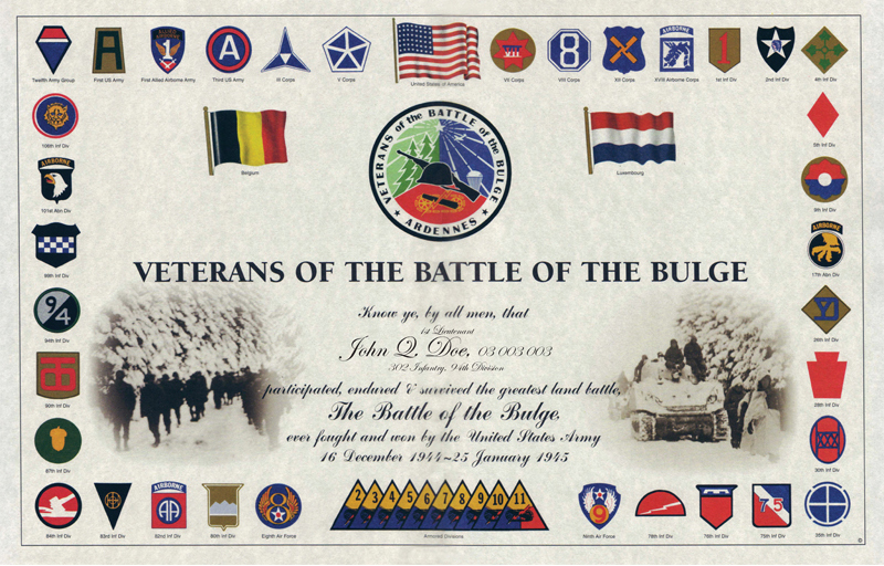 WWII]. Signatures from veterans of the Battle of the Bulge and