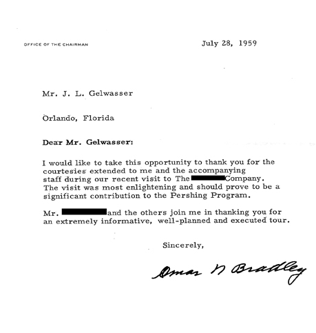 Letter from Omar Bradley