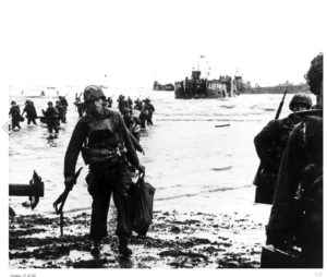 American assault troops move onto Utah Beach, 6 June 1944.