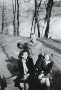 David Hubbard with Louise (left) and Edmée Van Eppen (right), March 1945.