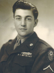 Guerino “Bill” Jacobini, 83 INFD, 330 REG, CO G, during WWII; and his medals proudly displayed.